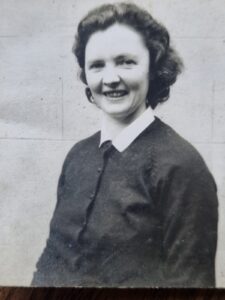 black and white photo of a young Peggy